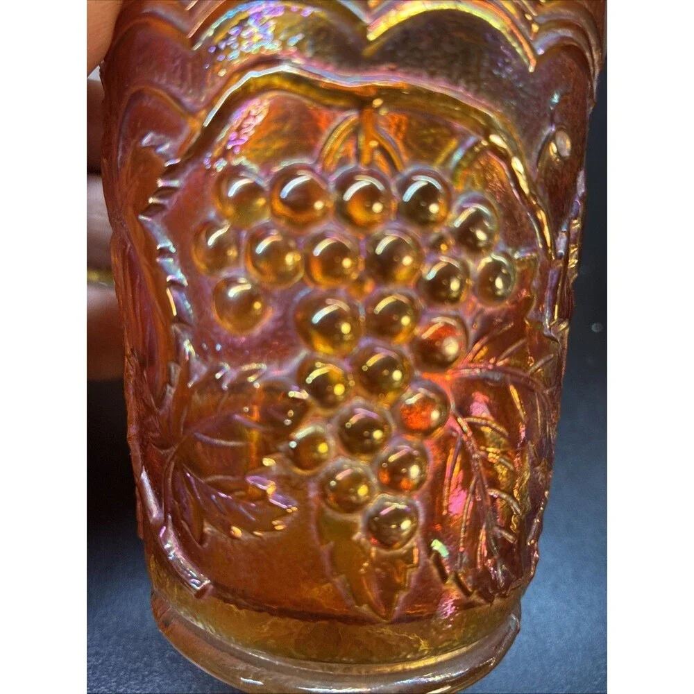 Vintage Imperial Carnival Glass Marigold Grape Pattern Tumbler Cup 4 